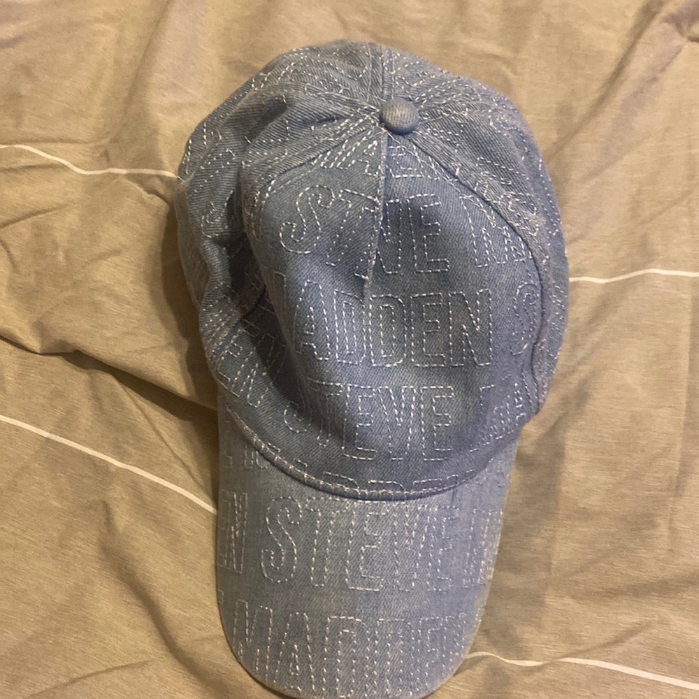 NWOT Steve Madden light denim SM all over baseball cap . One size. Unisex